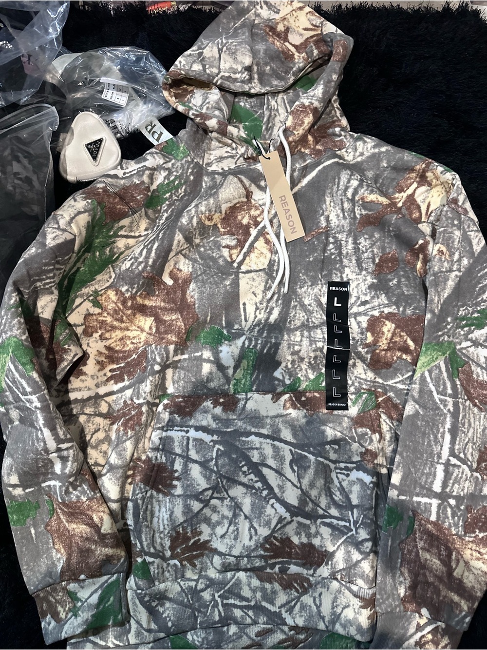 Reason Men's Crewneck Camo Hoodie - Green, Brown, Gray